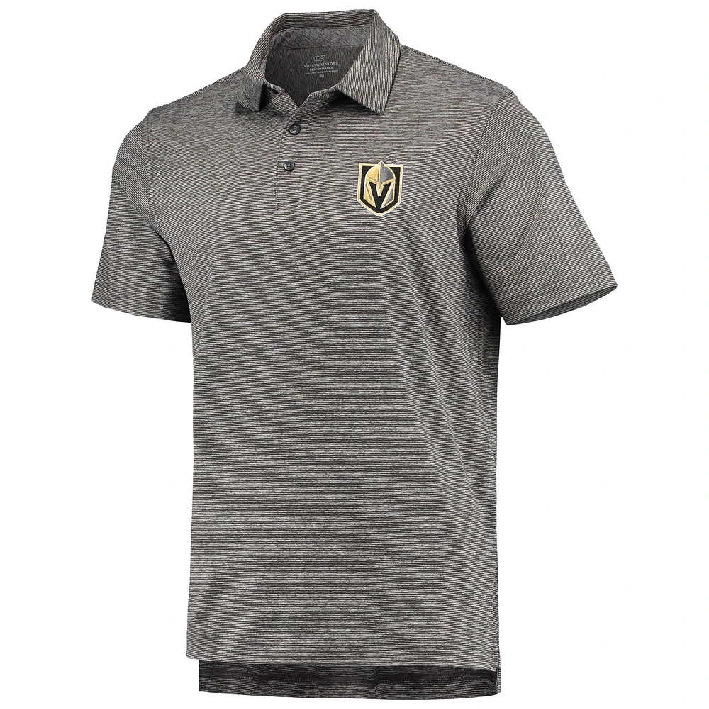 Men's Vineyard Vines Charcoal Vegas Golden Knights Destin Stripe Polo