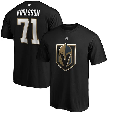 T-shirt noir pour homme William Karlsson Vegas Golden Knights Authentic Stack Player Name & Number