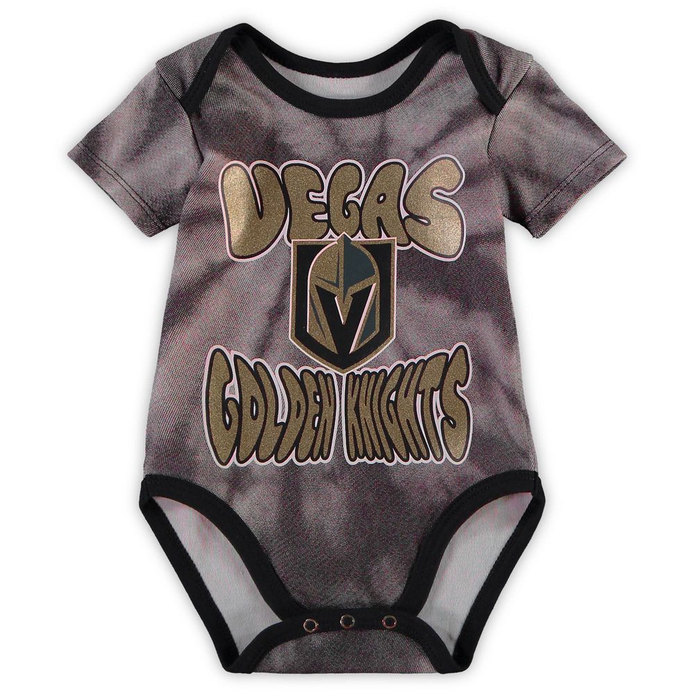 Newborn & Infant Black/White Vegas Golden Knights Monterey Tie-Dye Two-Pack Bodysuit Set