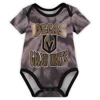 Ensemble de deux bodys Vegas Golden Knights Monterey Tie-Dye noir/blanc pour nouveau-né et nourrisson