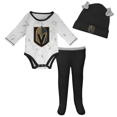 Vegas Golden Knights Newborn & Infant Dream Team Hat, Pants Bodysuit Set - White/Black