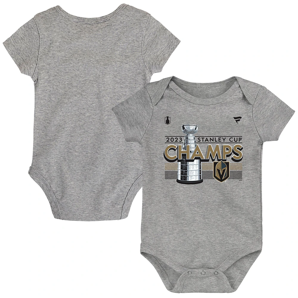 Body de vestiaire pour nouveau-né Heather Grey Vegas Golden Knights 2023 Champions la Coupe Stanley