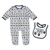 Newborn WEAR by Erin Andrews Vegas Golden Knights Allover Print Full-Zip Sleeper & Bib Christmas Set