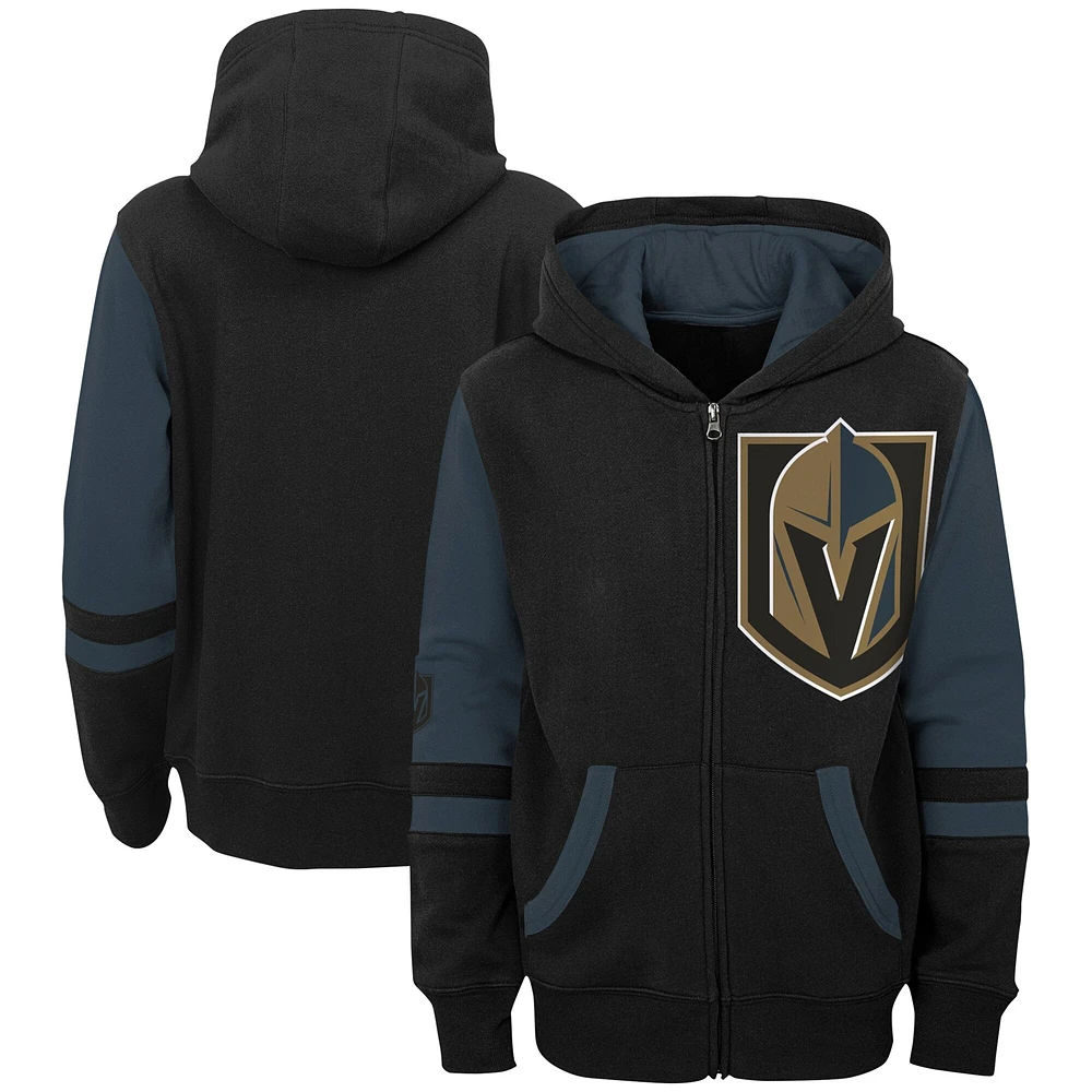 Sweat à capuche zippé intégral pour préscolaire Black Vegas Golden Knights Face Off