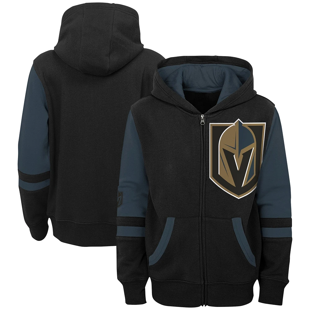 Sweat à capuche zippé intégral pour préscolaire Black Vegas Golden Knights Face Off
