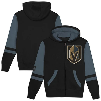 Sweat à capuche entièrement zippé pour préscolaire Black Vegas Golden Knights Face Off