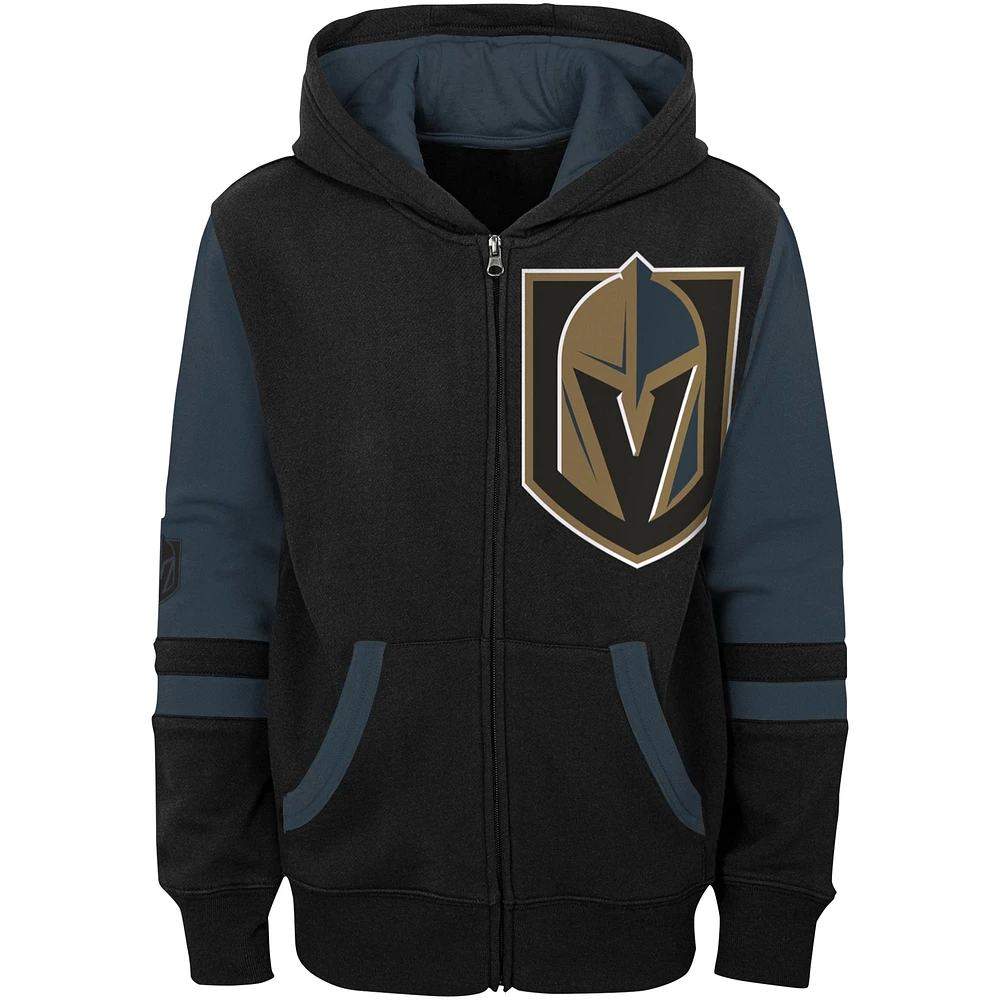 Sweat à capuche zippé noir Vegas Golden Knights Face Off d'Outerstuff préscolaire