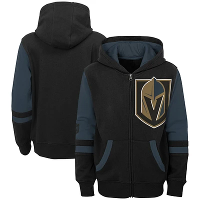 Sweat à capuche zippé noir Vegas Golden Knights Face Off d'Outerstuff préscolaire