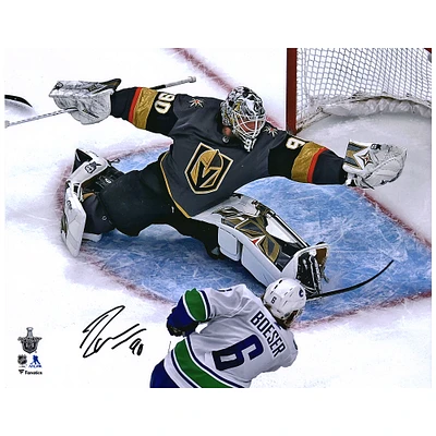Robin Lehner Vegas Golden Knights 16" x 20" Autographié Match 7 vs. Vancouver Canucks Plongée Enregistrer la photographie