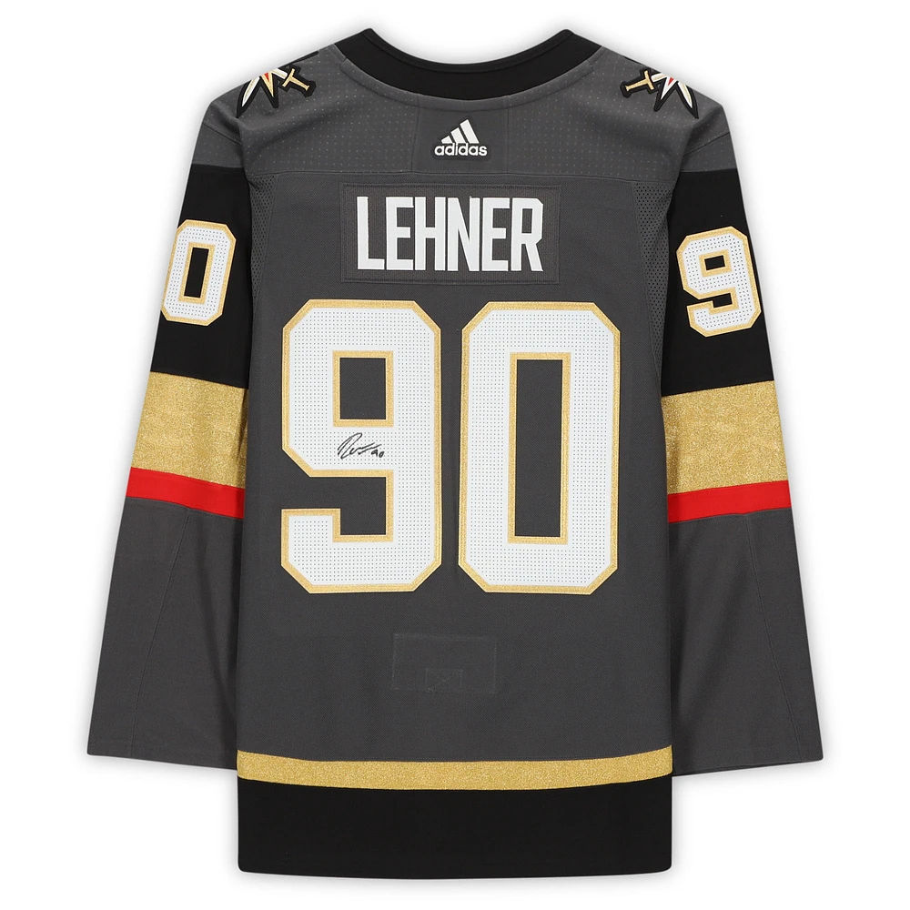 Maillot authentique Adidas noir autographié par Robin Lehner Vegas Golden Knights