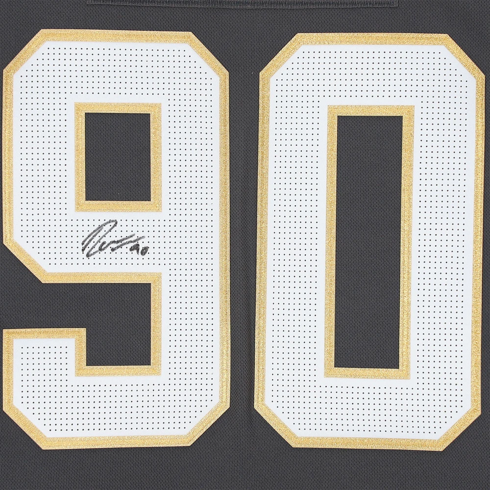 Maillot authentique Adidas noir autographié par Robin Lehner Vegas Golden Knights