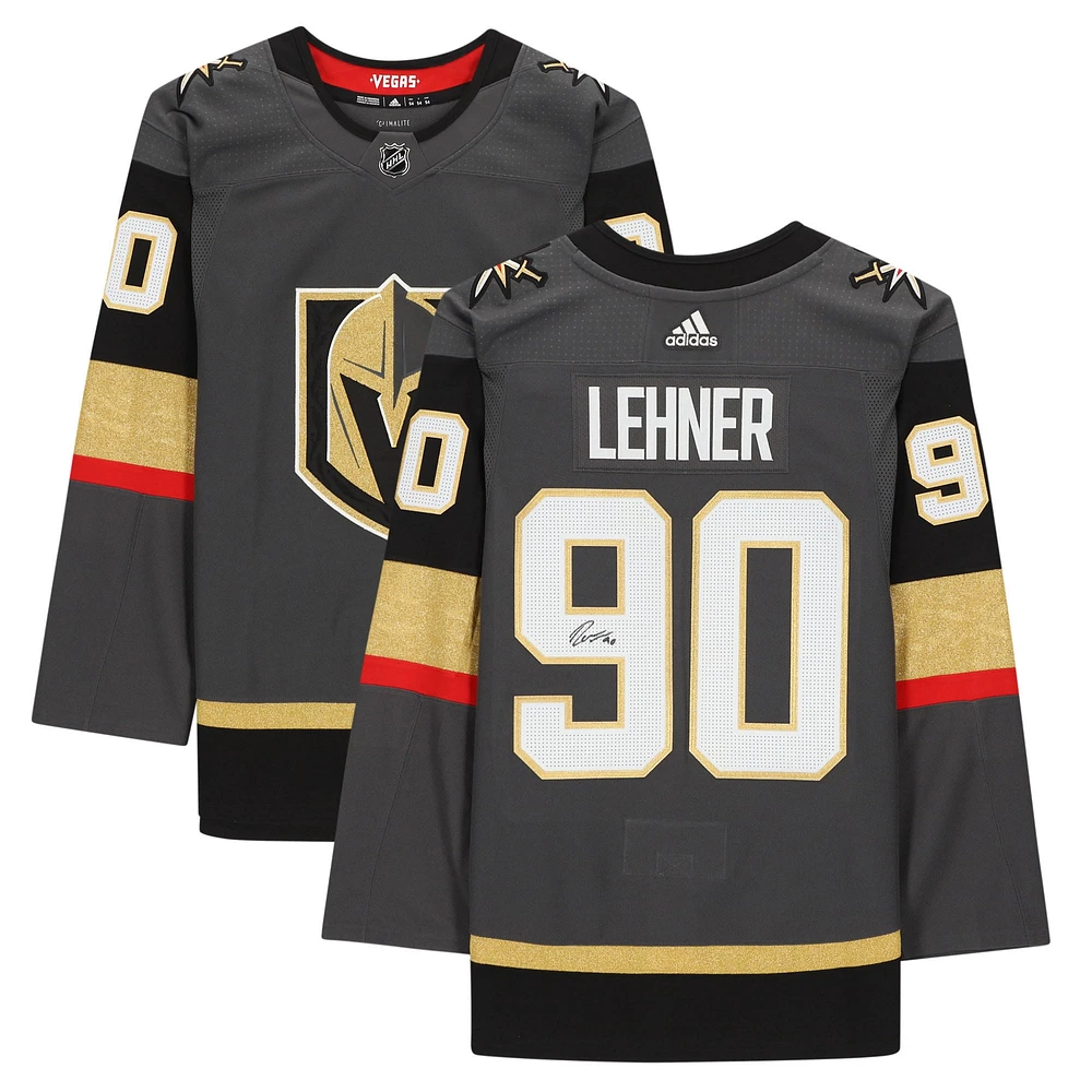 Maillot authentique Adidas noir autographié par Robin Lehner Vegas Golden Knights