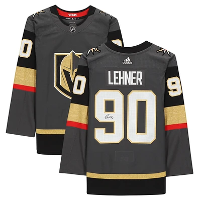 Maillot authentique Adidas noir autographié par Robin Lehner Vegas Golden Knights