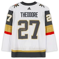 Maillot authentique adidas blanc autographié par Shea Theodore Vegas Golden Knights avec écusson de la finale de la Coupe Stanley 2023