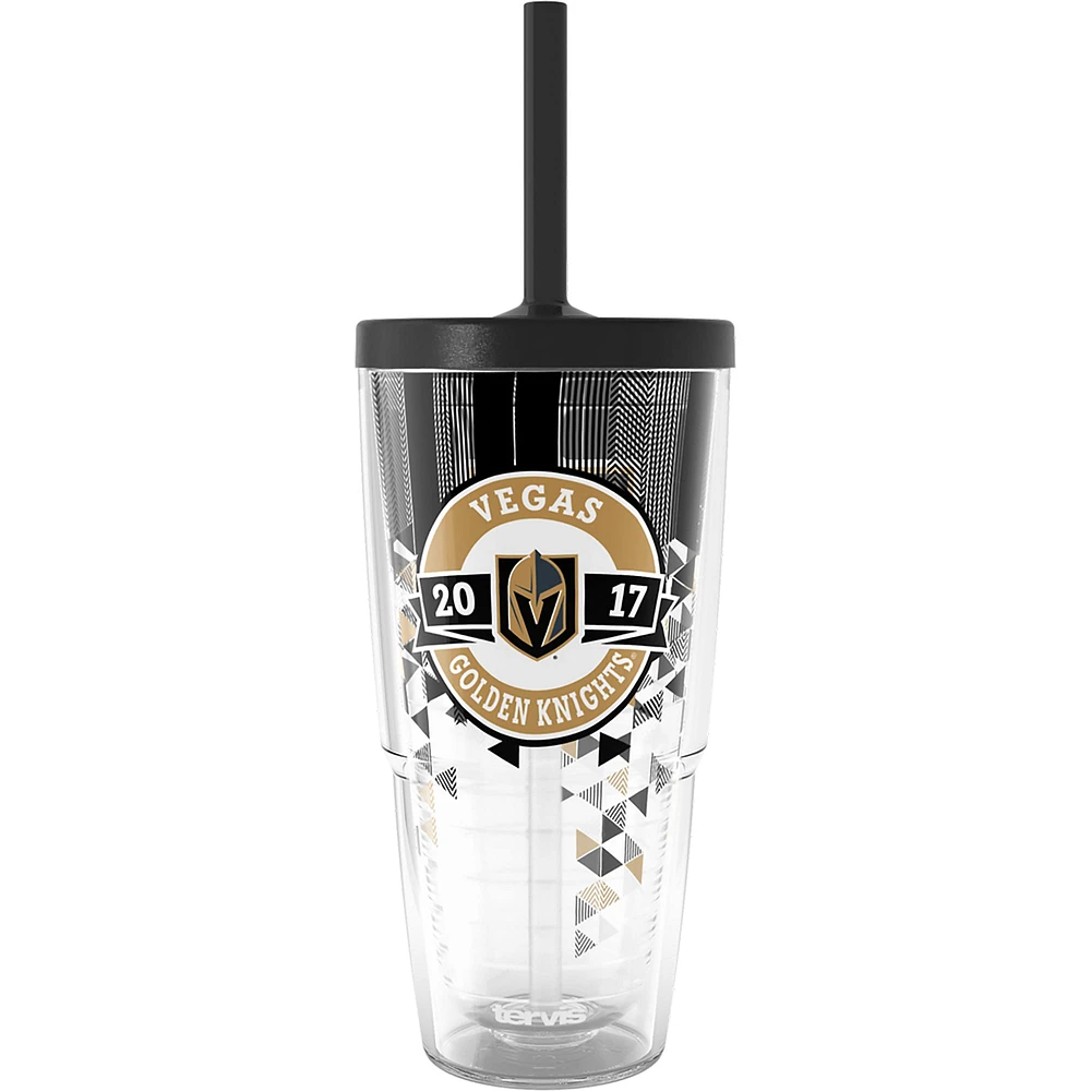 Gobelet classique Tervis Vegas Golden Knights Shatter de 24 oz avec couvercle à paille