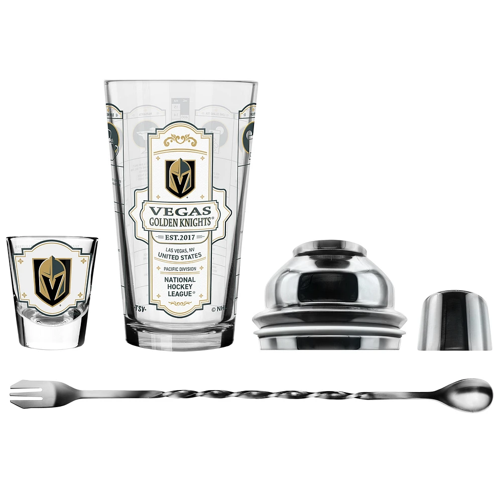 The Sports Vault Vegas Golden Knights Ensemble de cinq verres à shot et verres à mélange pour barman