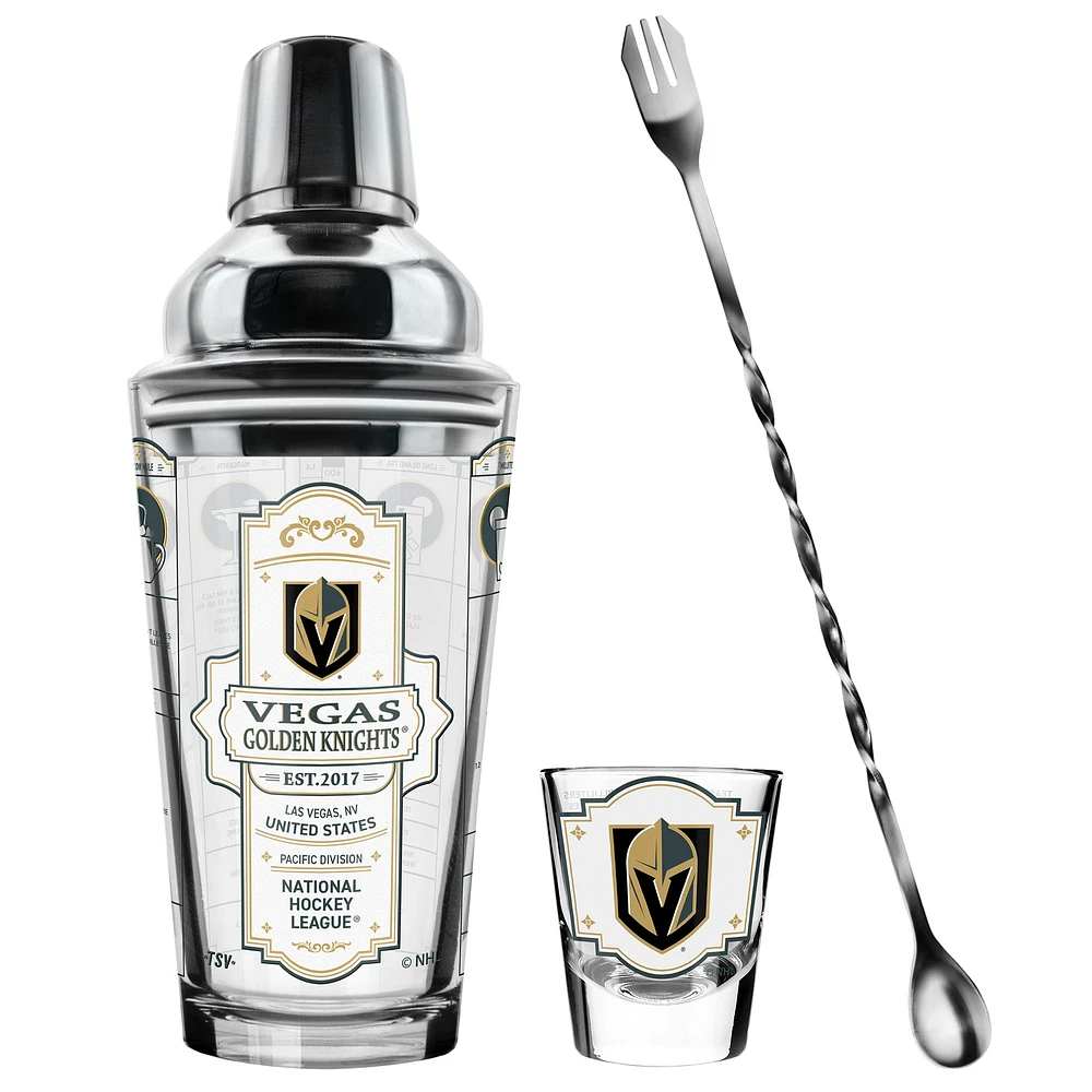 The Sports Vault Vegas Golden Knights Ensemble de cinq verres à shot et verres à mélange pour barman