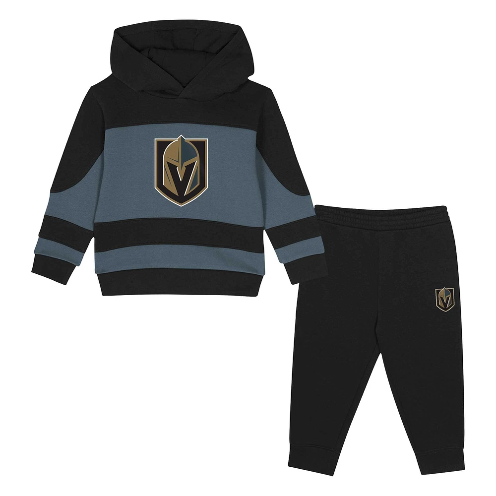 Ensemble sweat à capuche et pantalon de survêtement en polaire noir/gris Vegas Golden Knights Puck Hero pour tout-petit