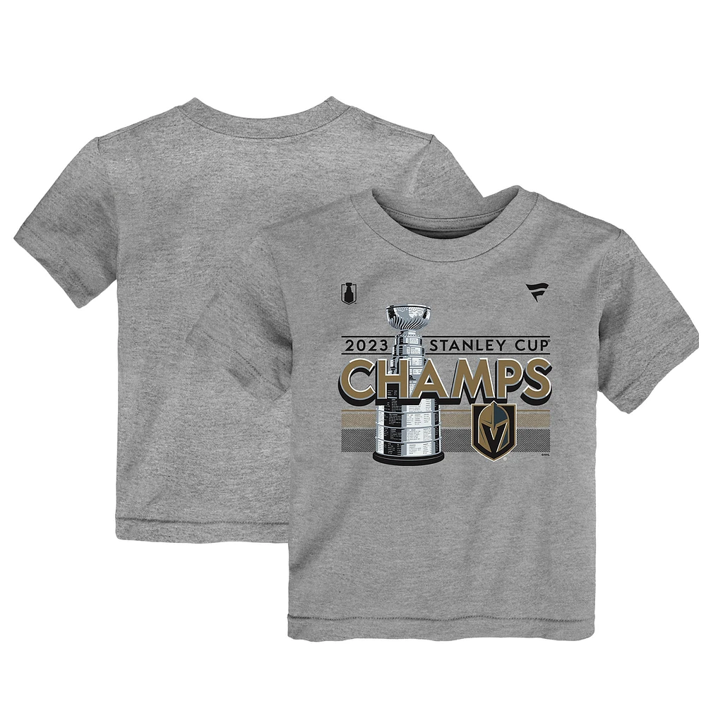 T-shirt pour vestiaire des champions de la Coupe Stanley 2023 Vegas Golden Knights Heather Grey Fanatics tout-petits