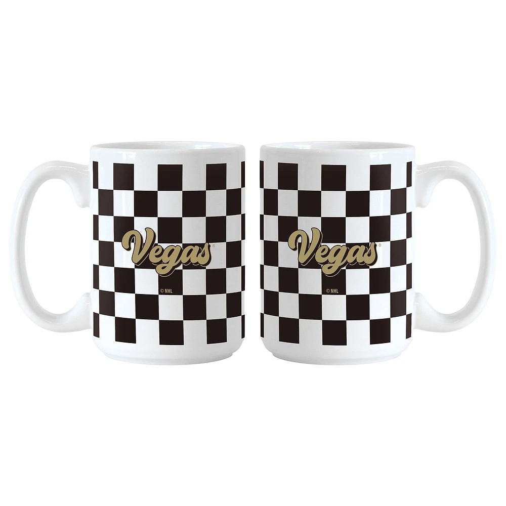 Vegas Golden Knights 2-Pack 15oz. Checkered Wordmark Mug Set