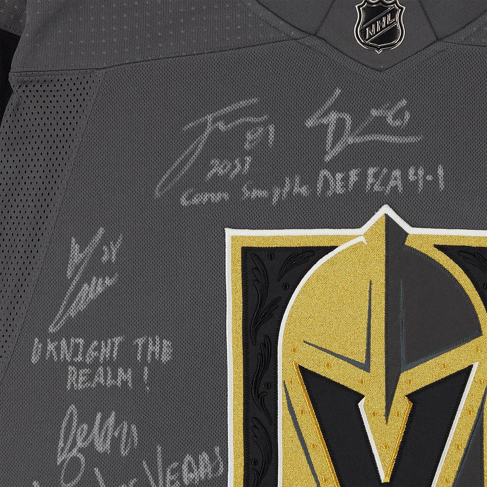 Vegas Golden Knights Autographed 2023 Stanley Cup Champions Gray adidas Authentic Jersey with 18 Signatures & Multiple Inscriptions