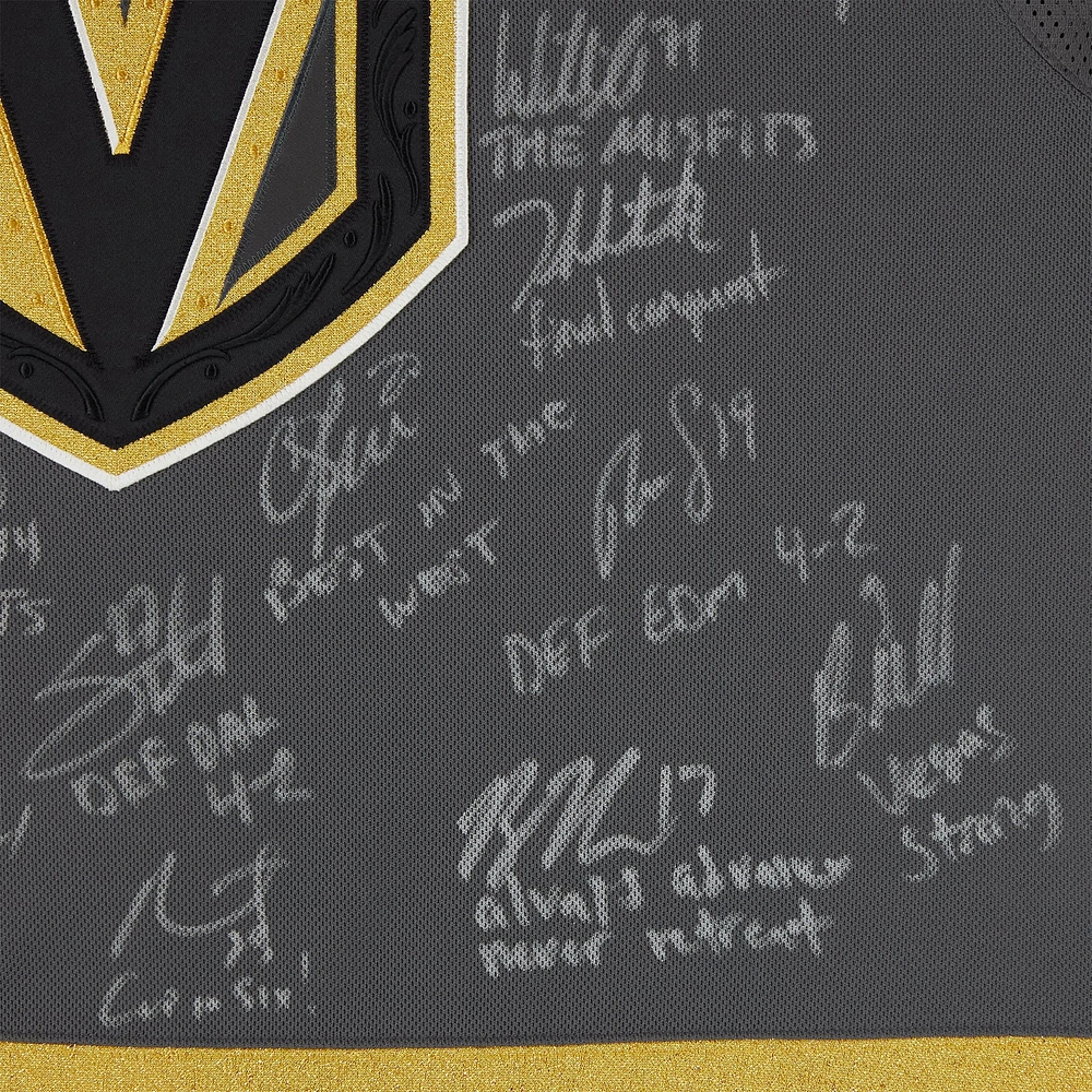 Vegas Golden Knights Autographed 2023 Stanley Cup Champions Gray adidas Authentic Jersey with 18 Signatures & Multiple Inscriptions