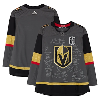 Vegas Golden Knights Autographed 2023 Stanley Cup Champions Gray adidas Authentic Jersey with 18 Signatures & Multiple Inscriptions
