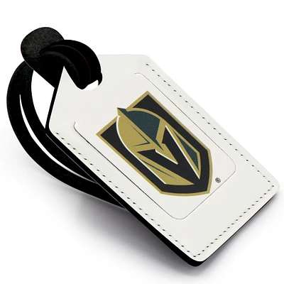 White Vegas Golden Knights Personalized Leather Luggage Tag