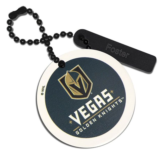 Étiquette de sac rectangle en cuir blanc Vegas Golden Knights personnalisée