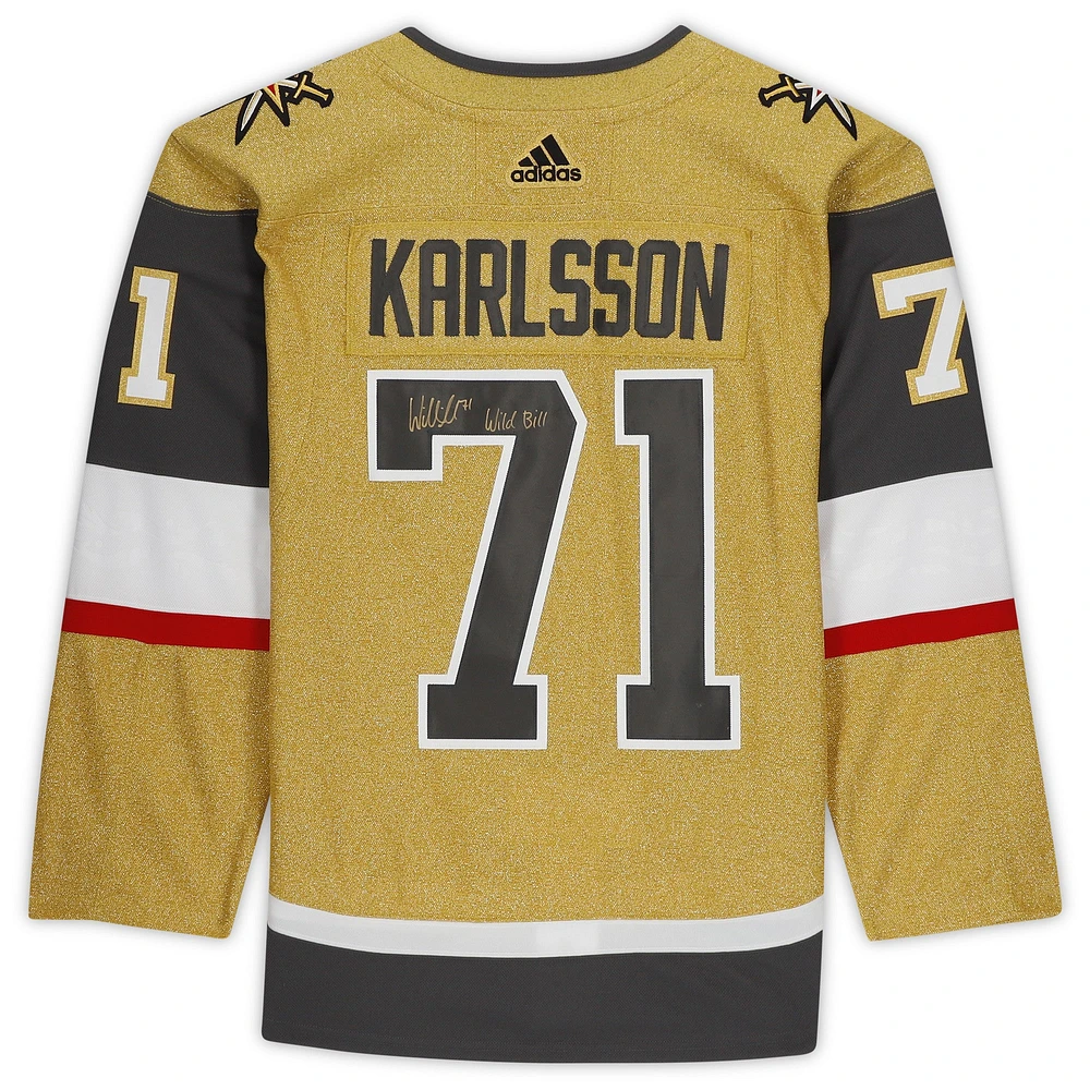 William Karlsson Gold Vegas Golden Knights Autographed Alternate adidas Authentic Jersey with "Wild Bill" Inscription