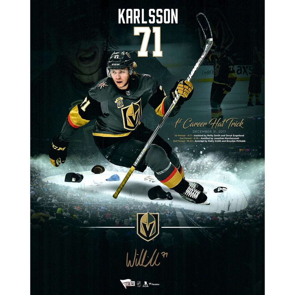 William Karlsson Vegas Golden Knights Autographed 16" x 20" First Hat Trick Photograph - Limited Edition #71/71