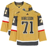 Maillot authentique Adidas doré autographié par William Karlsson des Vegas Golden Knights avec écusson de la finale de la Coupe Stanley 2023