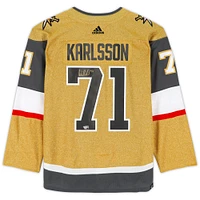 Maillot authentique Adidas doré autographié par William Karlsson des Vegas Golden Knights avec écusson de la finale de la Coupe Stanley 2023