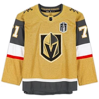 Maillot authentique Adidas doré autographié par William Karlsson des Vegas Golden Knights avec écusson de la finale de la Coupe Stanley 2023