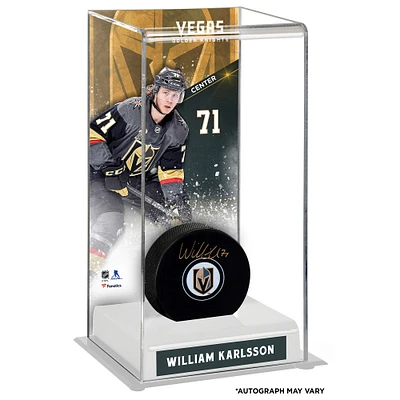 William Karlsson Vegas Golden Knights Autographed Puck with Deluxe Tall Hockey Puck Case