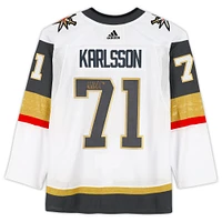Maillot authentique Adidas blanc autographié par William Karlsson Vegas Golden Knights avec écusson de la finale de la Coupe Stanley 2023