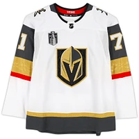 Maillot authentique Adidas blanc autographié par William Karlsson Vegas Golden Knights avec écusson de la finale de la Coupe Stanley 2023