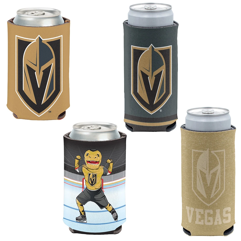 WinCraft Vegas Golden Knights 4-Pack 12oz. Ensemble refroidisseur de canettes et de canettes minces