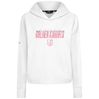 Sweat à capuche court trois bandes imprimé floral blanc Vegas Golden Knights pour femme Levelwear la fête des mères