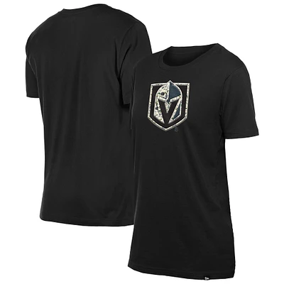 Women's New Era  Black Vegas Golden Knights Glam Game Floral T-Shirt