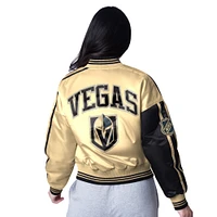 Veste Varsity courte à boutons-pression Starter Gold Vegas Golden Knights Zone Blitz pour femme