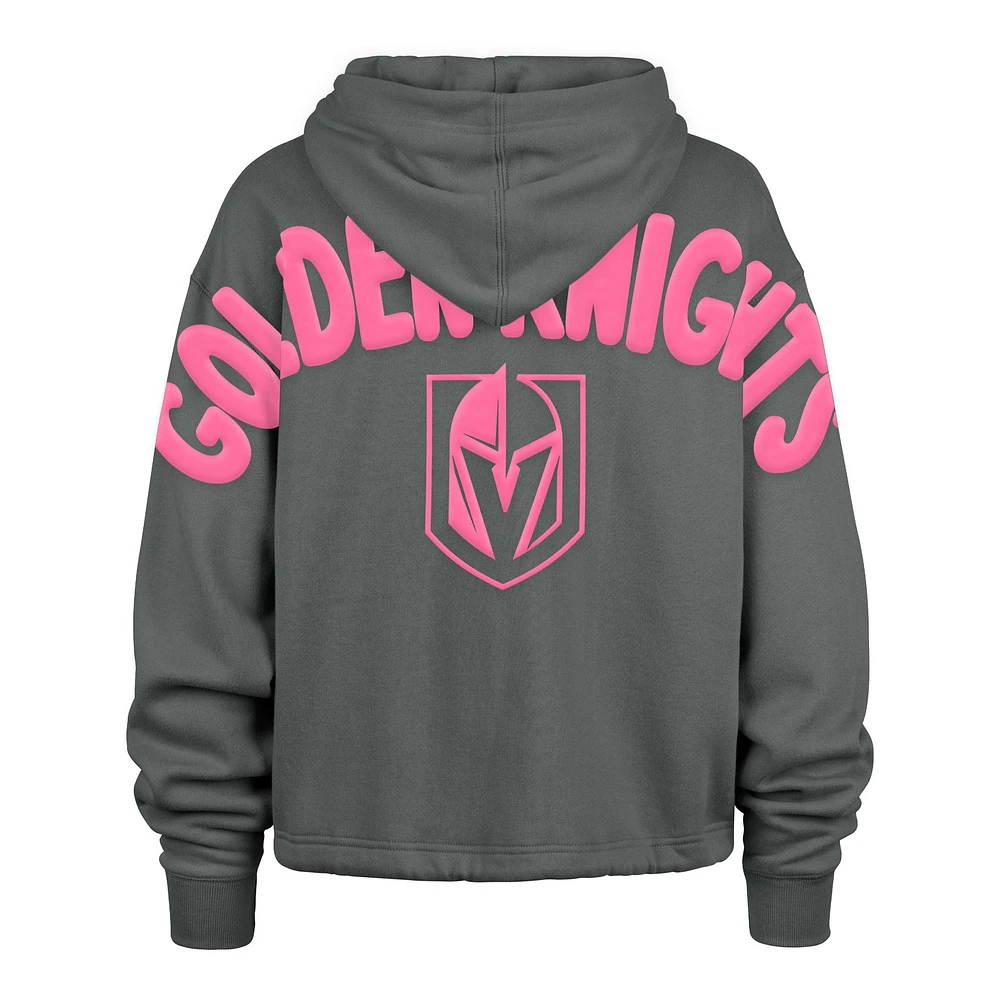 Women's '47 Gray Vegas Golden Knights Bright Side Venice Cropped Pullover Hoodie