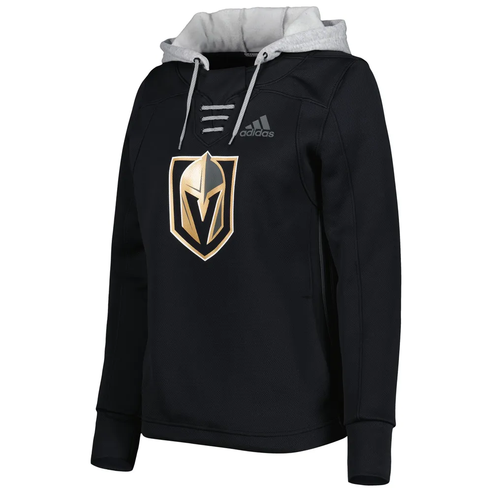 Women's adidas Black Vegas Golden Knights Skate Lace Primeblue Team Pullover Hoodie