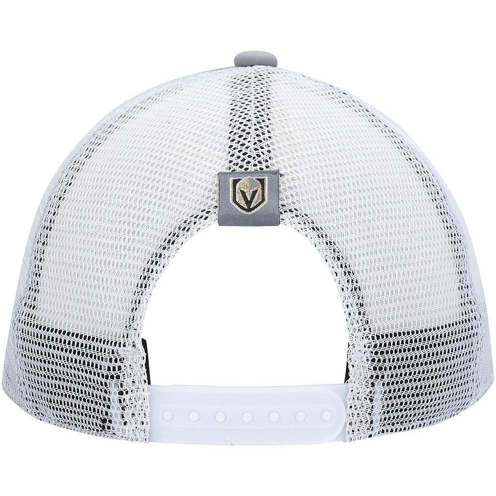 Casquette snapback de camionneur en mousse Vegas Golden Knights adidas gris/blanc pour femme