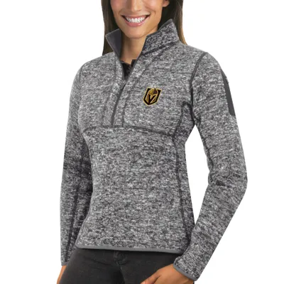 Vegas Golden Knights Antigua Women's Team Fortune Half-Zip Pullover Jacket - Heather Black