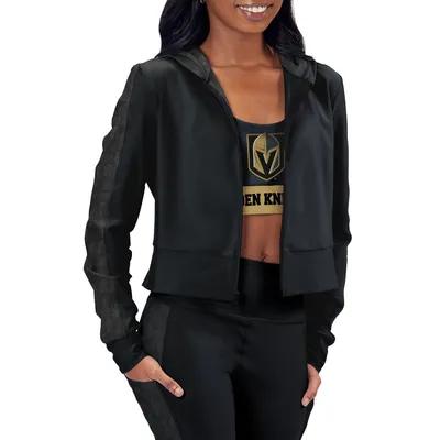 Vegas Golden Knights Women's Cropped Full-Zip Hoodie - Black
