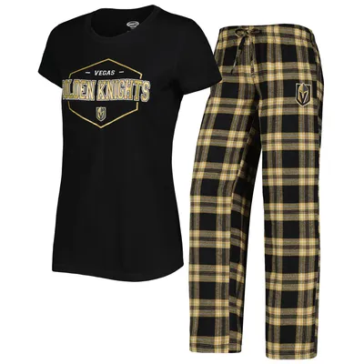 Women's Concepts Sport Black Las Vegas Raiders Plus Size Badge T-Shirt & Flannel Pants Sleep Set