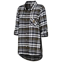 Chemise de nuit à manches longues en flanelle Mainstay Vegas Golden Knights pour femmes Concepts Sport Noir