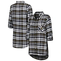 Chemise de nuit à manches longues en flanelle Mainstay Vegas Golden Knights pour femmes Concepts Sport Noir