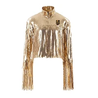 Women's Cuce  Gold Vegas Golden Knights Cropped Sequin Fringe Blazer